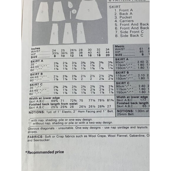 Butterick Misses Skirt Sewing Pattern sz 14 3496 - uncut - Picture 6 of 12